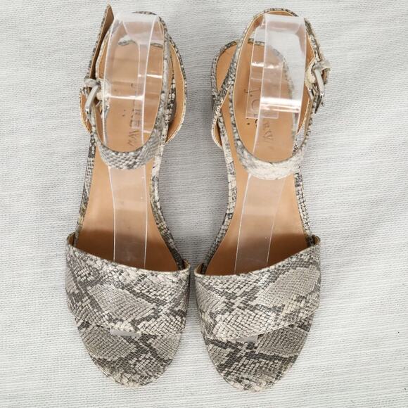 J Crew Sandals Womens 6 M Gray Animal Print Block Heels Ankle Strap Shoes - Picture 2 of 14